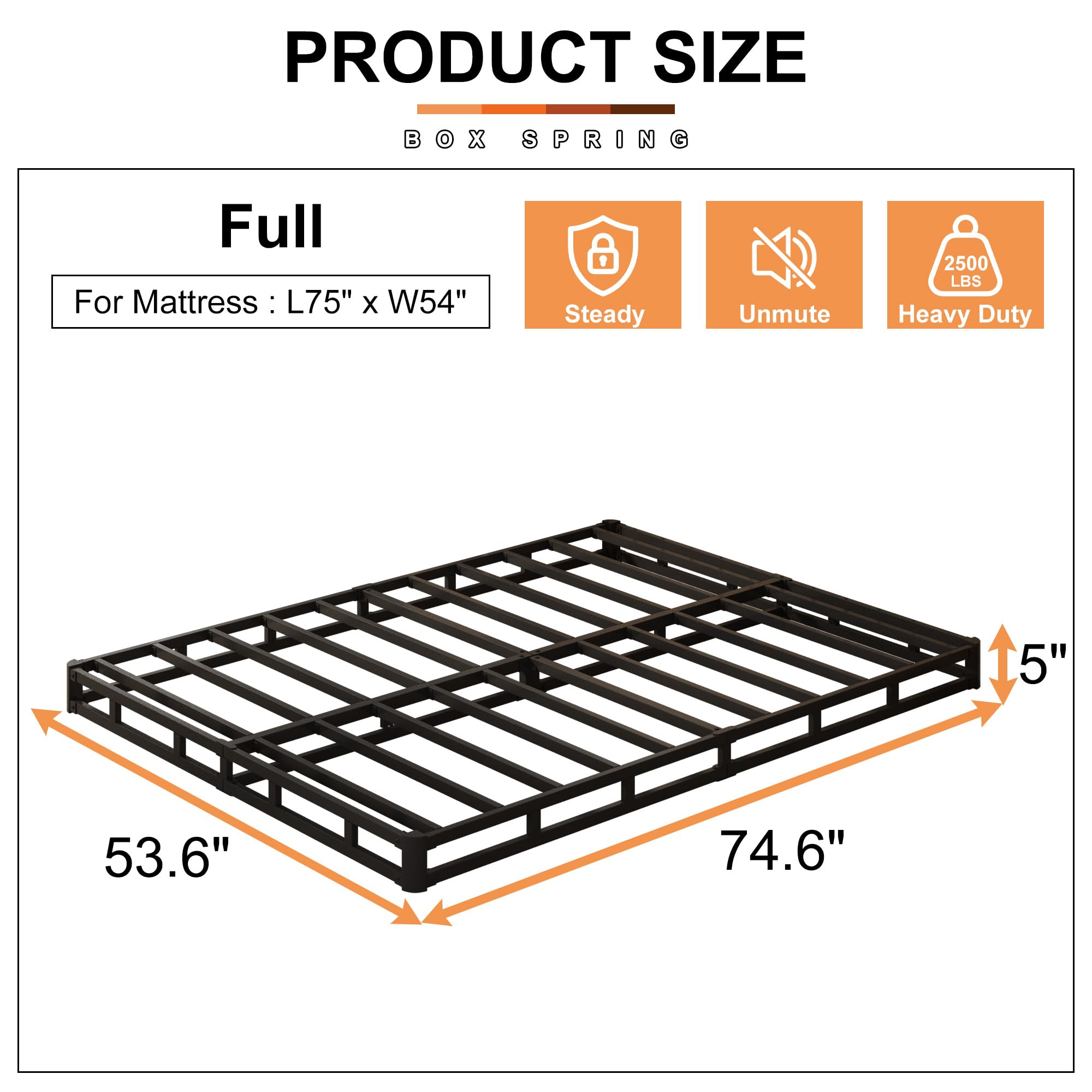 EMODA metal box spring assembly illustrated for easy setup