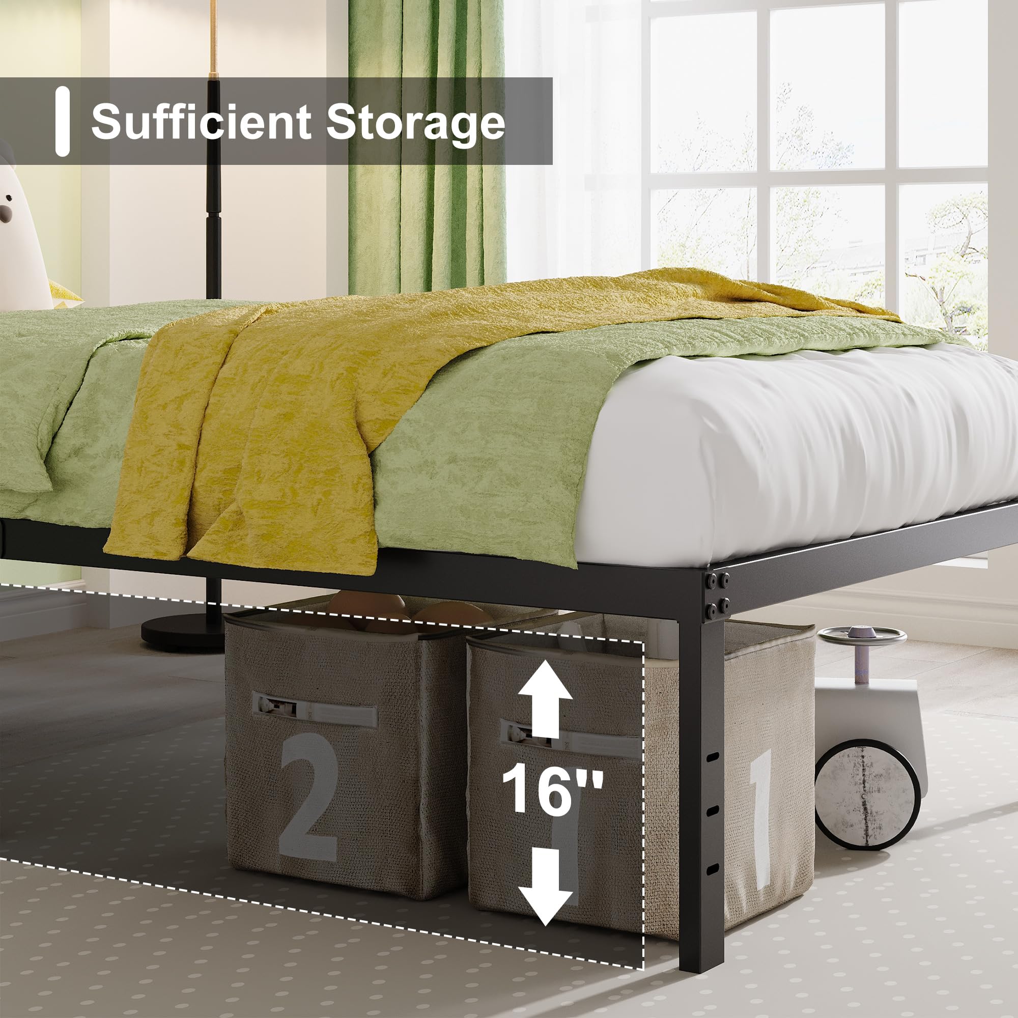 EMODA noise-free metal bed frame delivers peaceful, undisturbed sleep.