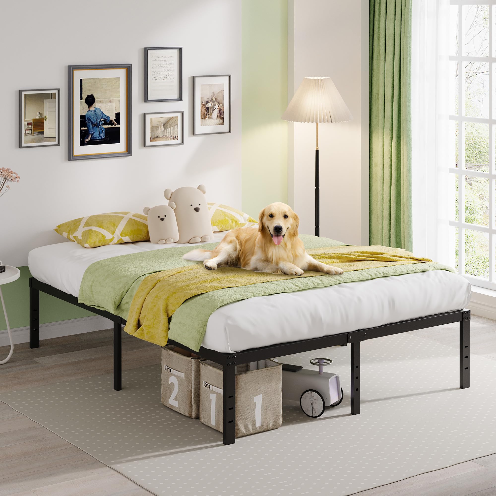 EMODA Queen bed frame assembly in progress with clear instructions