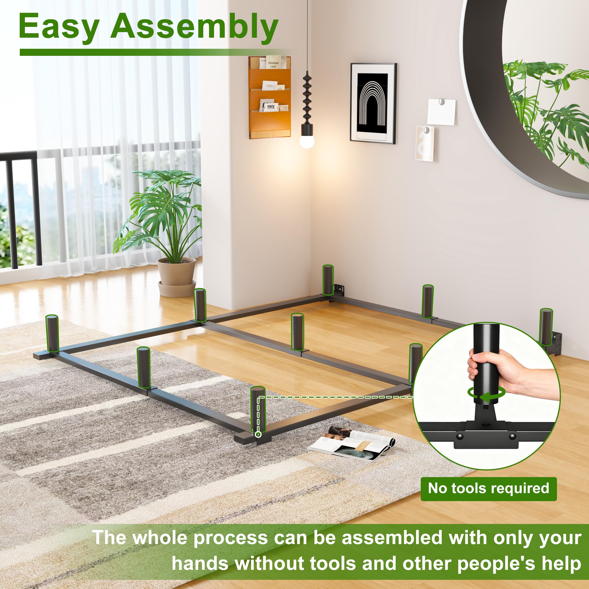 EMODA supports box springs and mattresses for complete sleeping setup.