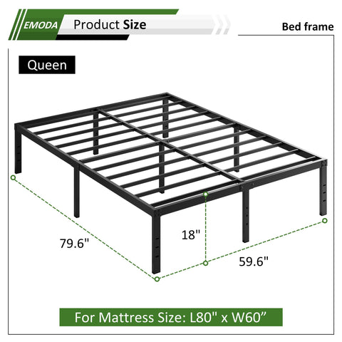 EMODA Queen bed frame side view highlighting tall height and storage space