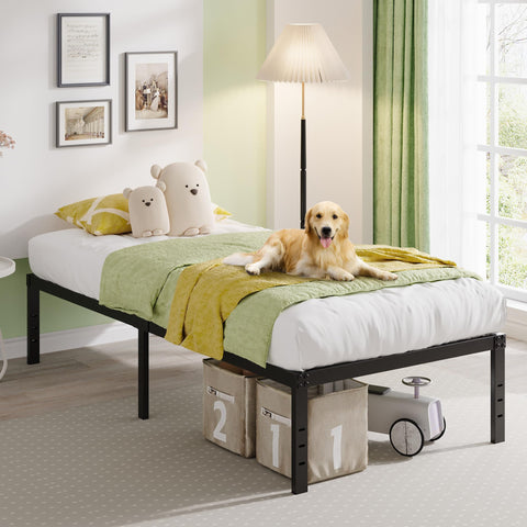 EMODA tall frame offers ample under-bed storage and easy cleaning access.