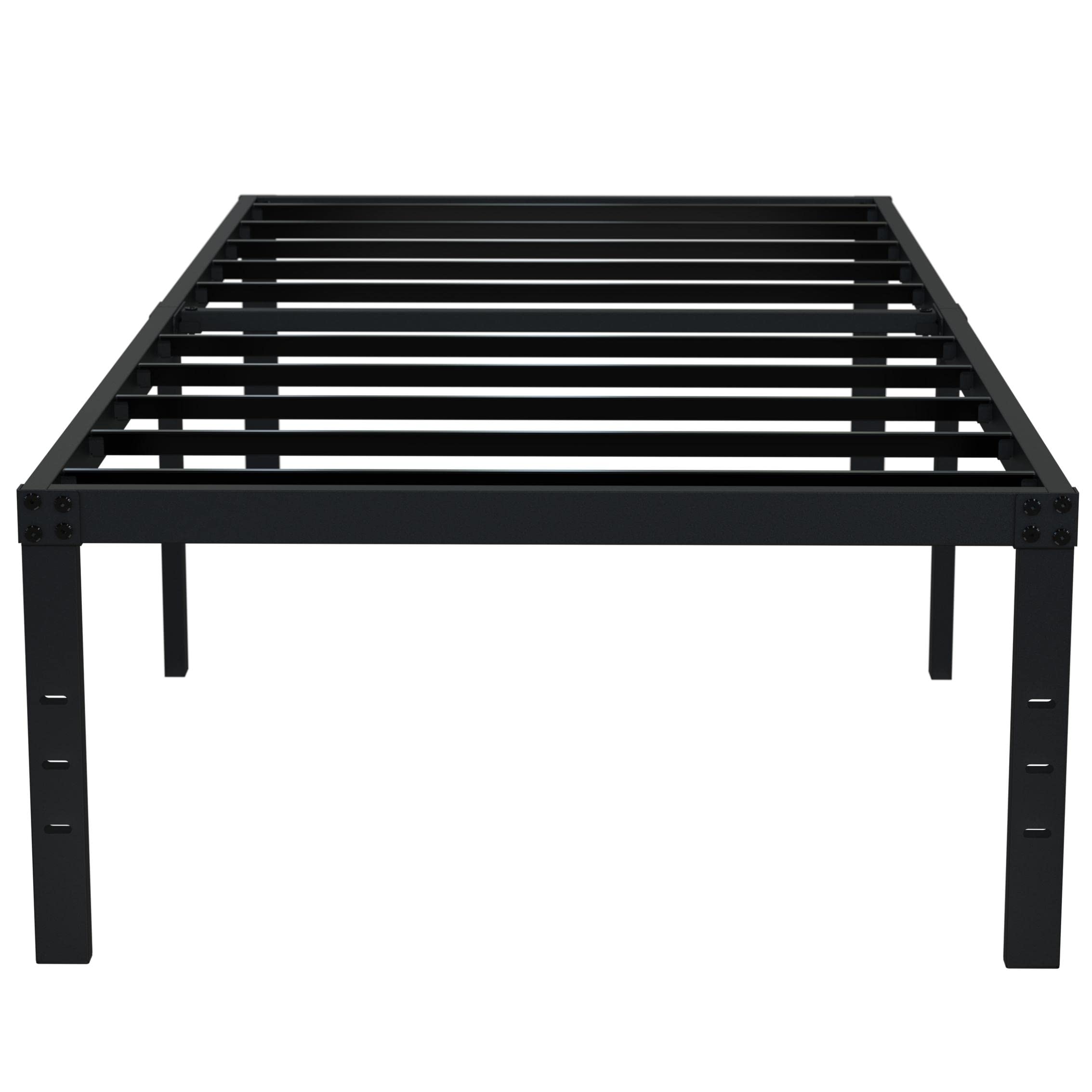 EMODA twin XL bed frame with steel slats for solid support.