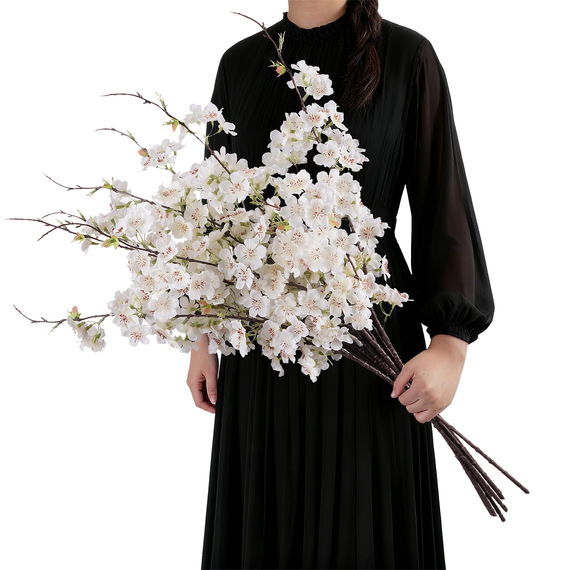 ENALGRE white artificial cherry blossom branch for elegant home decor and tall vases