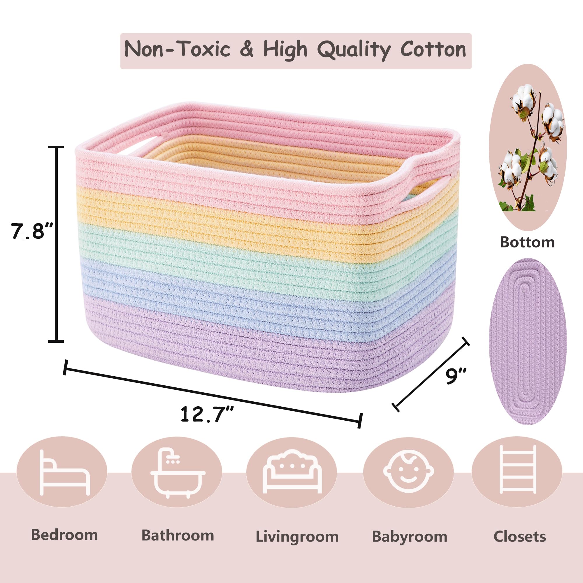 ENAORGAN soft-handled cotton rope basket moves easily for tidy bedrooms.
