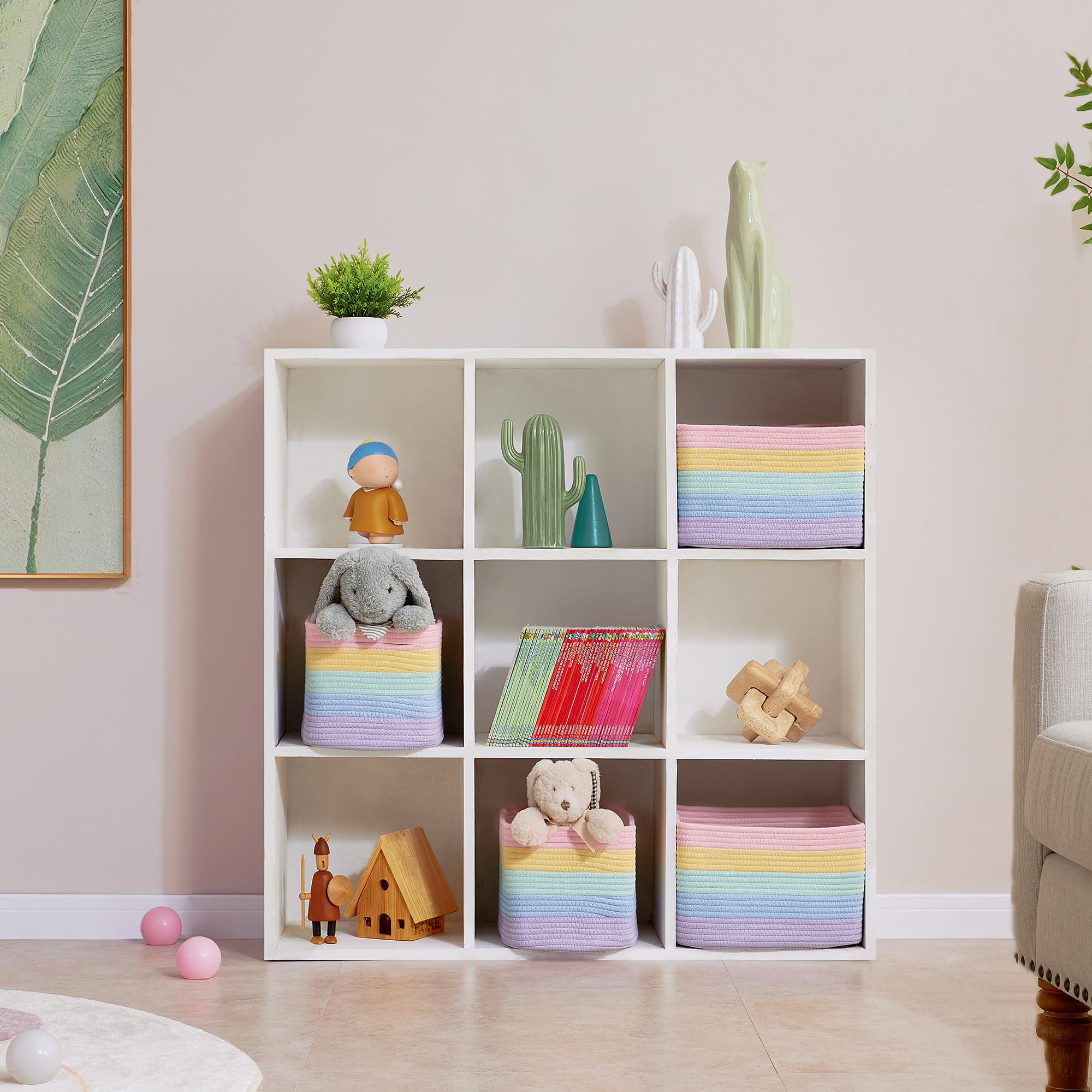 ENAORGAN woven rectangle storage bin blends with decor while storing books or blankets.