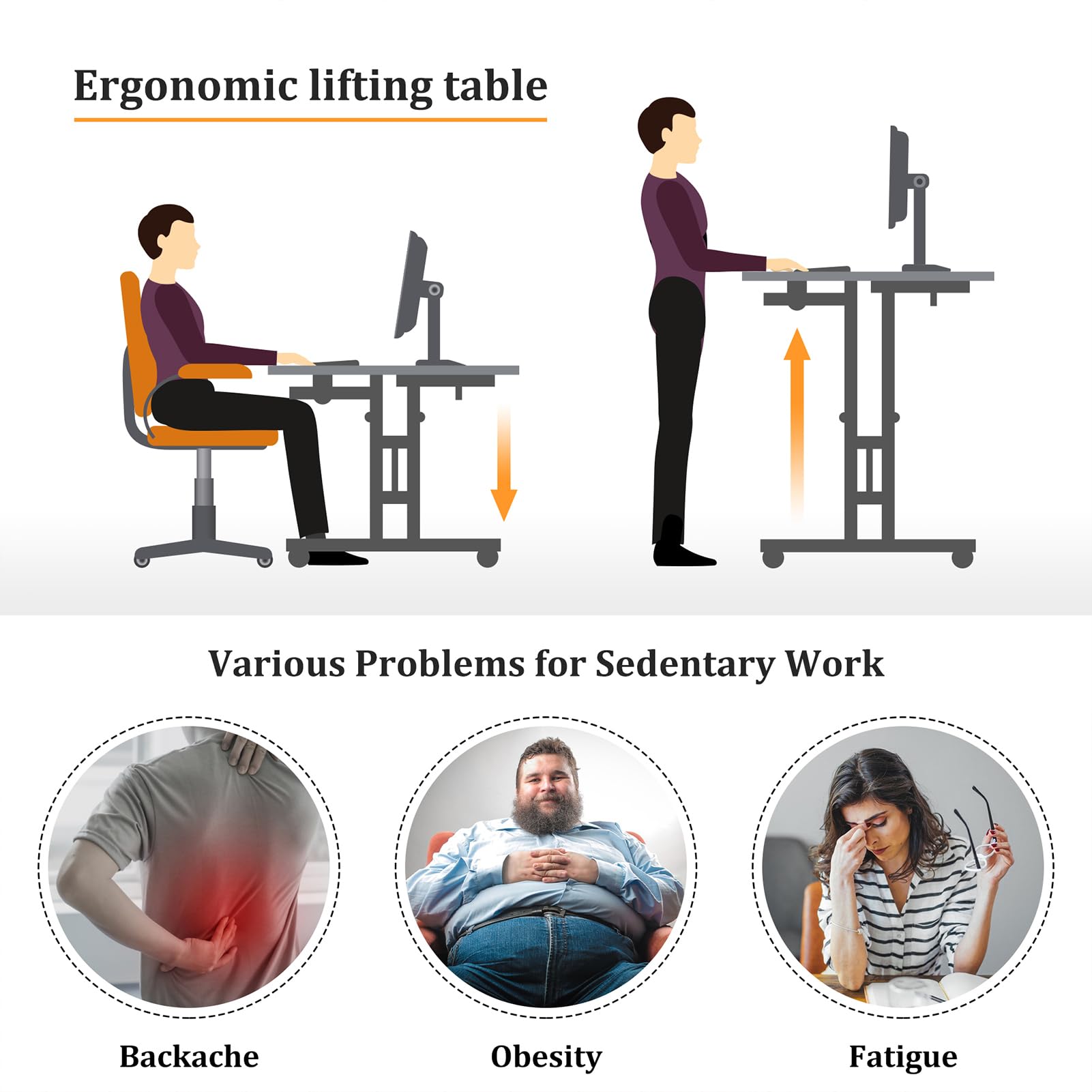 Enayplon compact standing desk with cup holder for beverages while you work.