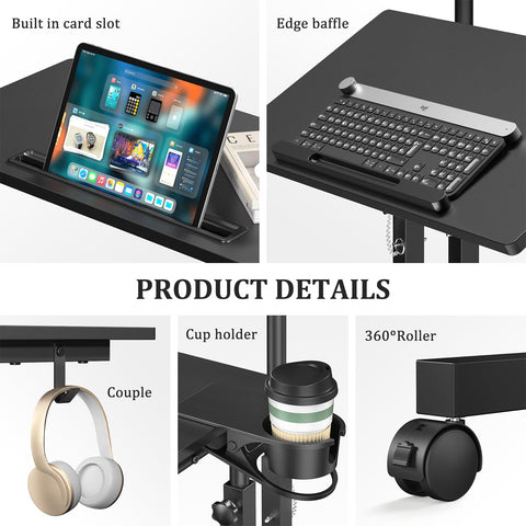 Compact desk suitable for dining, writing, or light laptop tasks.