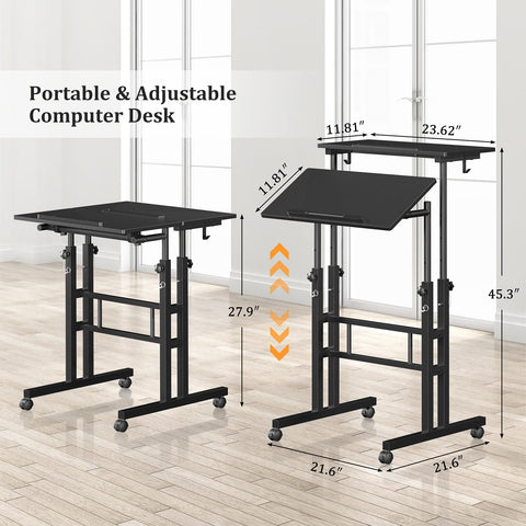 Ergonomic standing desk supports comfortable posture while working.