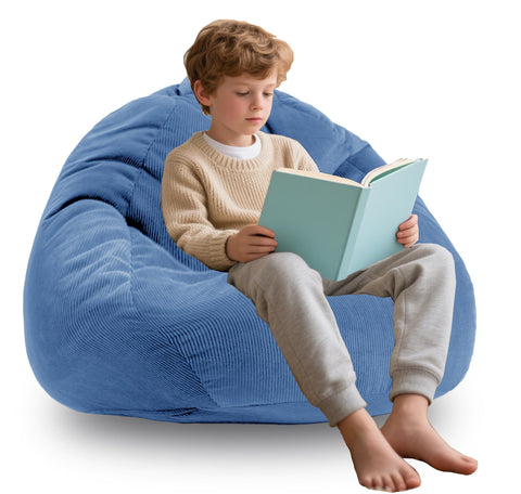ENBAOHUI 3ft memory foam bean bag chair in blue for cozy living spaces