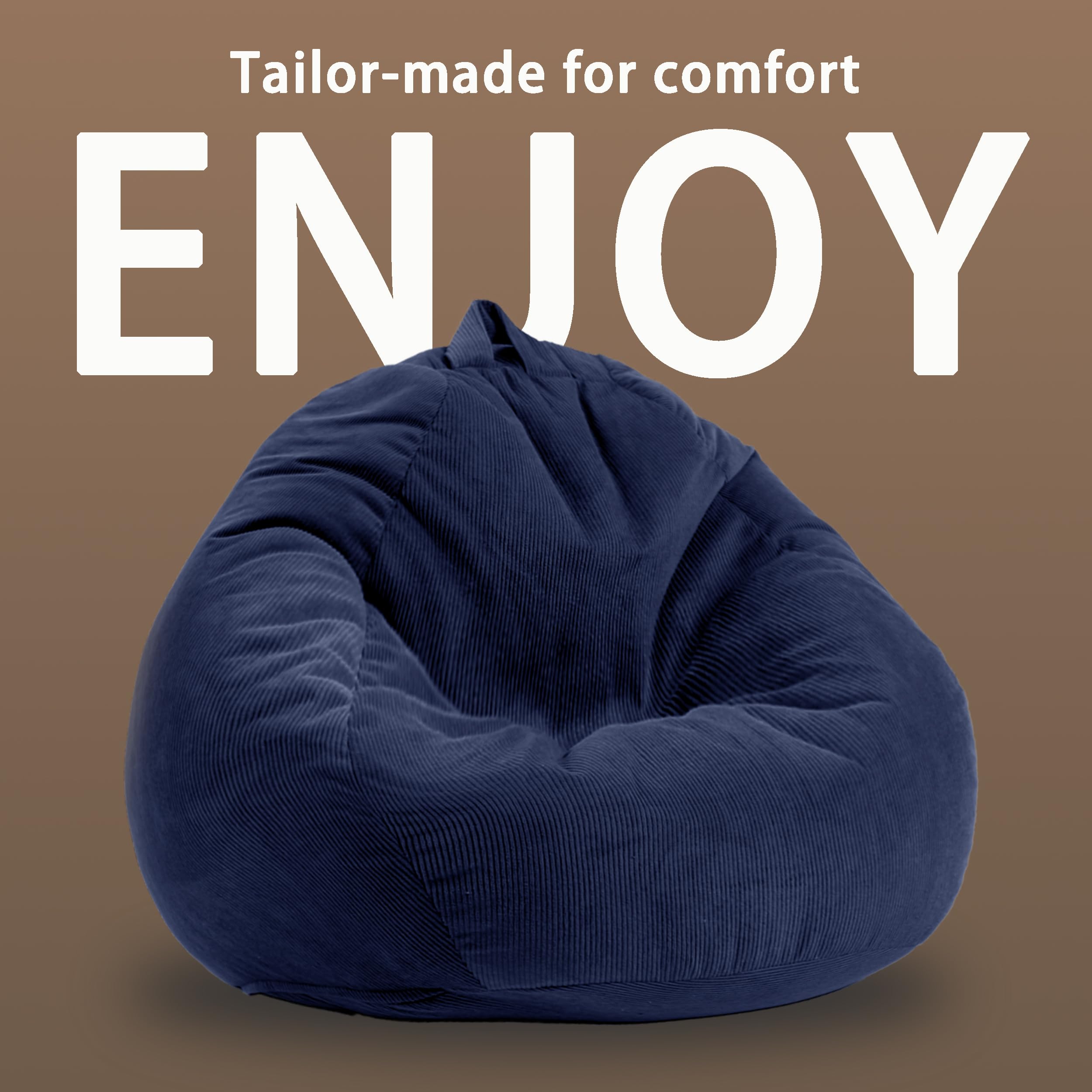 ENBAOHUI blue corduroy bean bag chair with handle for easy moving