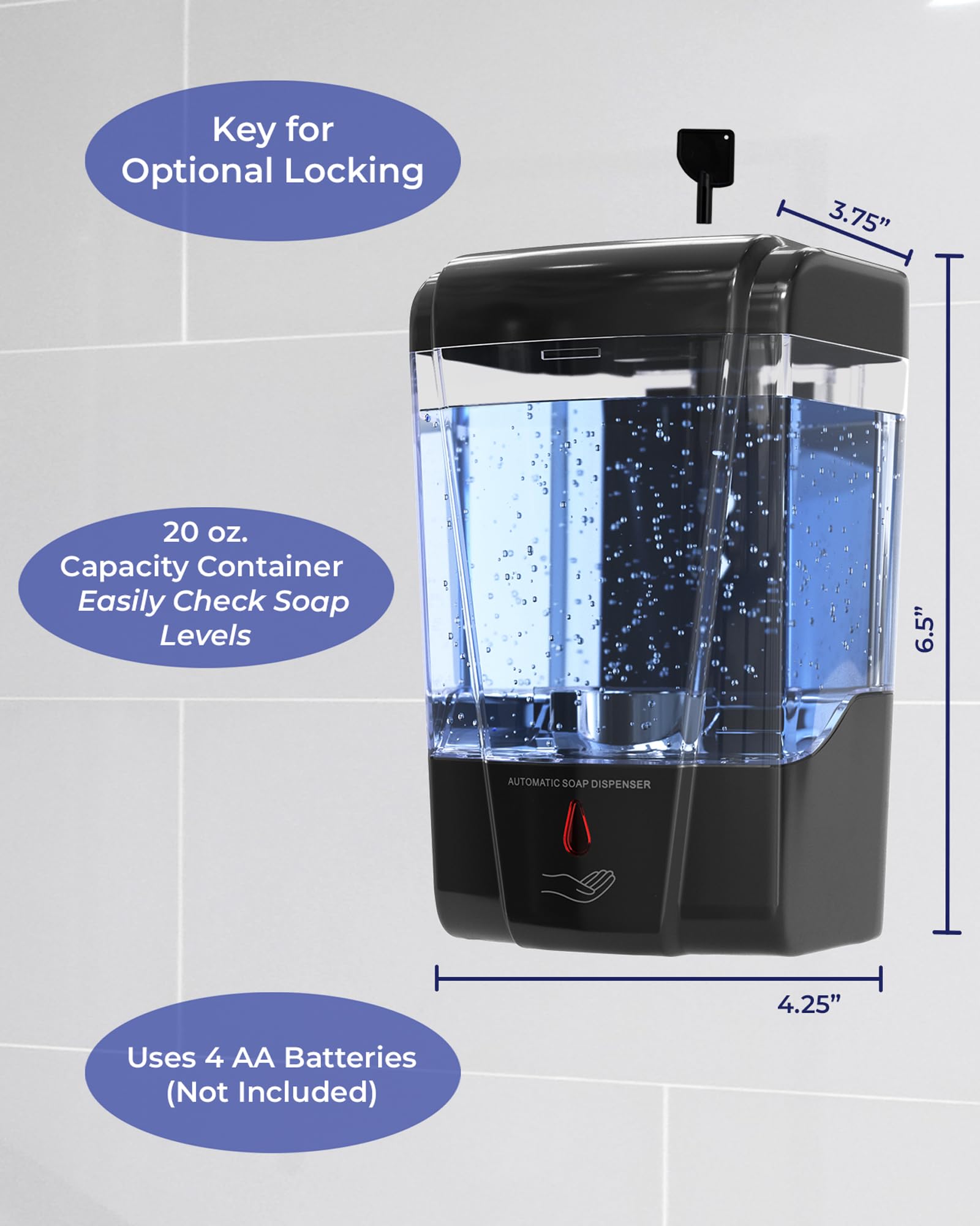 EnBath 600 ml capacity keeps supplies flowing in busy restrooms.