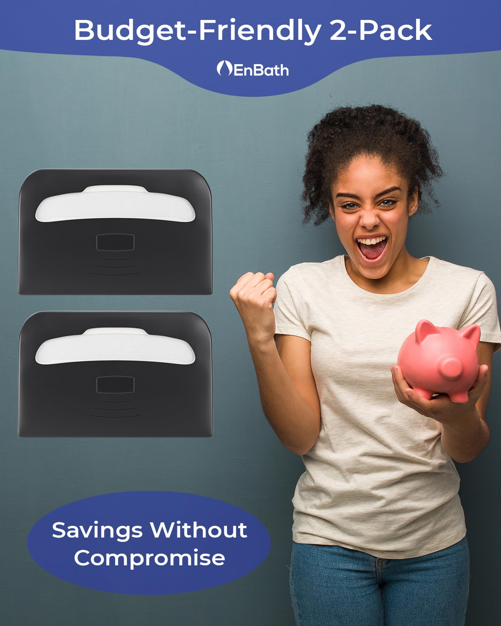 EnBath dispenser close-up highlights waterproof and scratch-resistant ABS durability