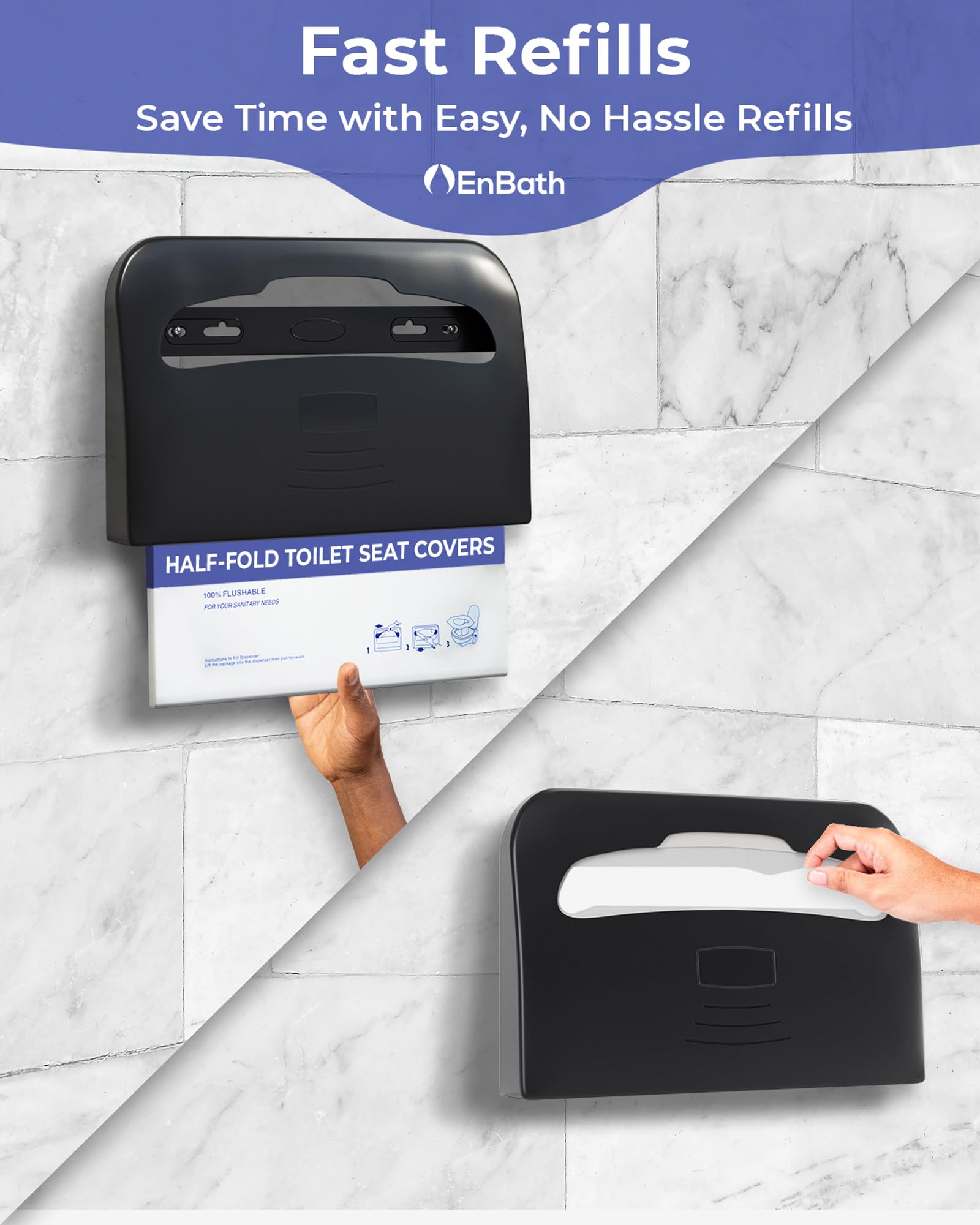 EnBath durable ABS construction resists water and scratches in high-traffic restrooms