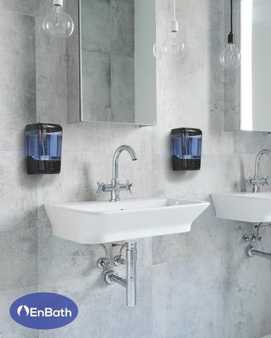EnBath sleek wall-mount design saves counter space in bathrooms.