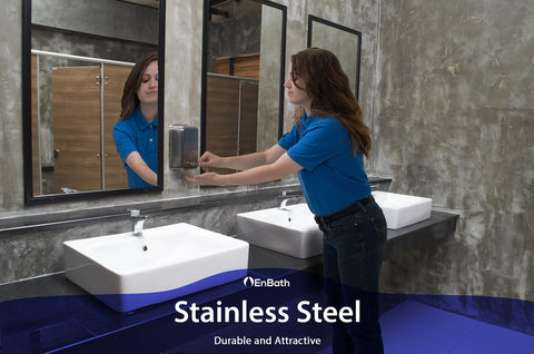 EnBath stainless steel dispenser body—easy to clean and sanitize