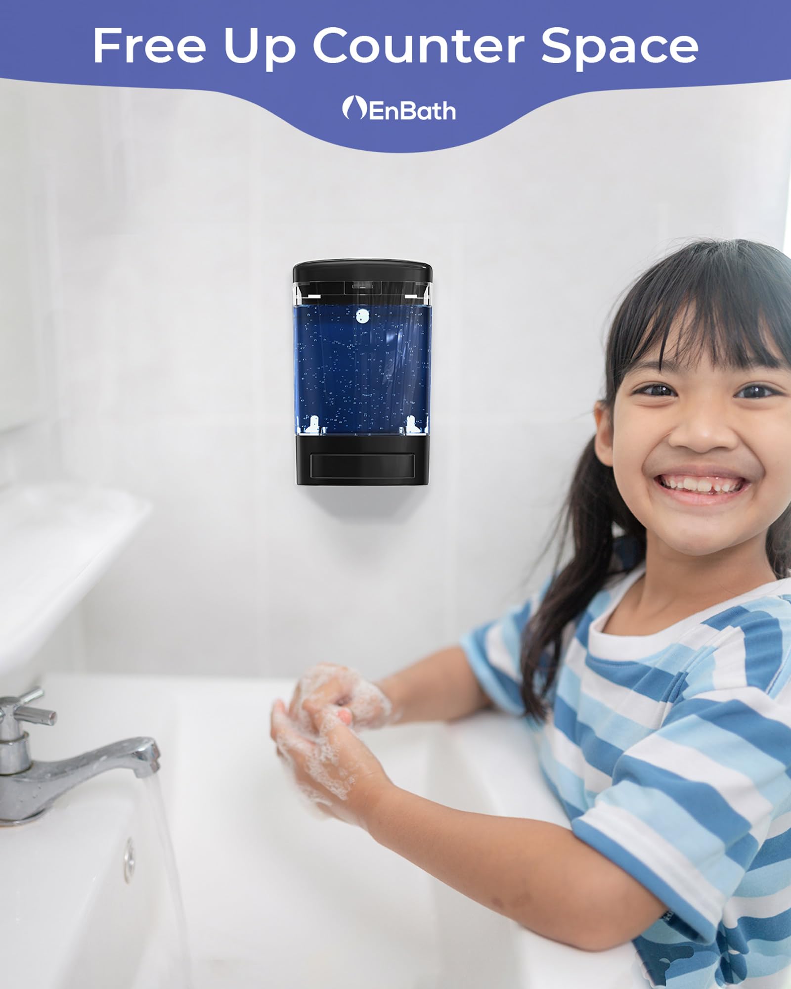EnBath black 2-pack mounted on mirror, tidy bathroom or business display.