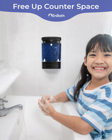 EnBath black 2-pack mounted on mirror, tidy bathroom or business display.