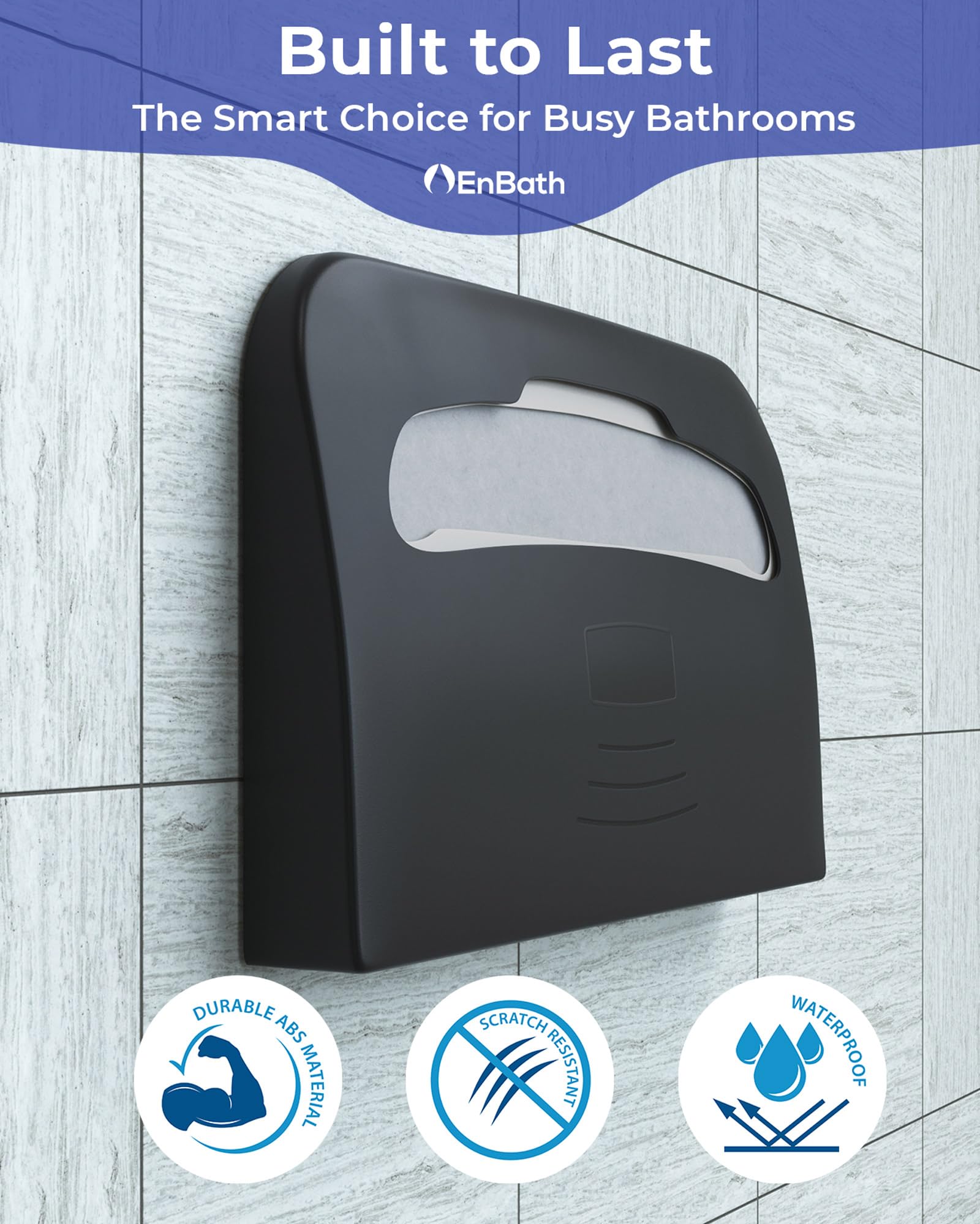 EnBath universal-fit dispenser demonstrates compatibility with standard half-fold covers