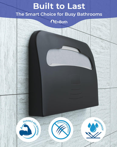 EnBath universal-fit dispenser demonstrates compatibility with standard half-fold covers