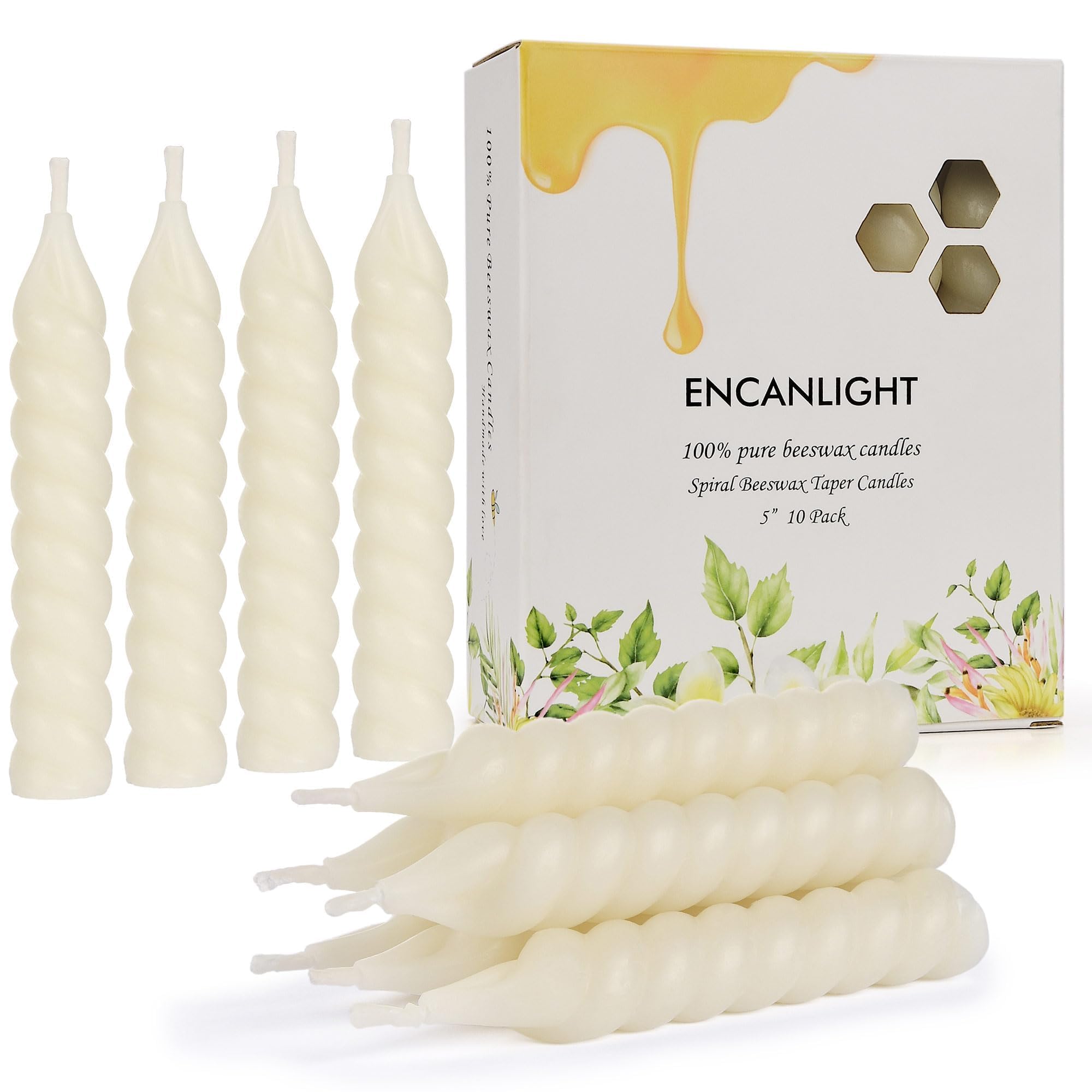 EncAnLight 5-inch ivory spiral taper candle for elegant table ambiance