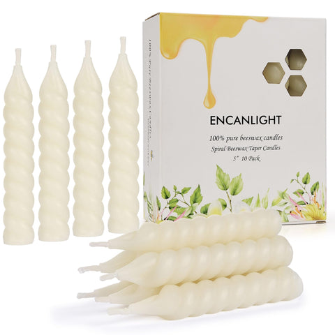 EncAnLight 5-inch ivory spiral taper candle for elegant table ambiance