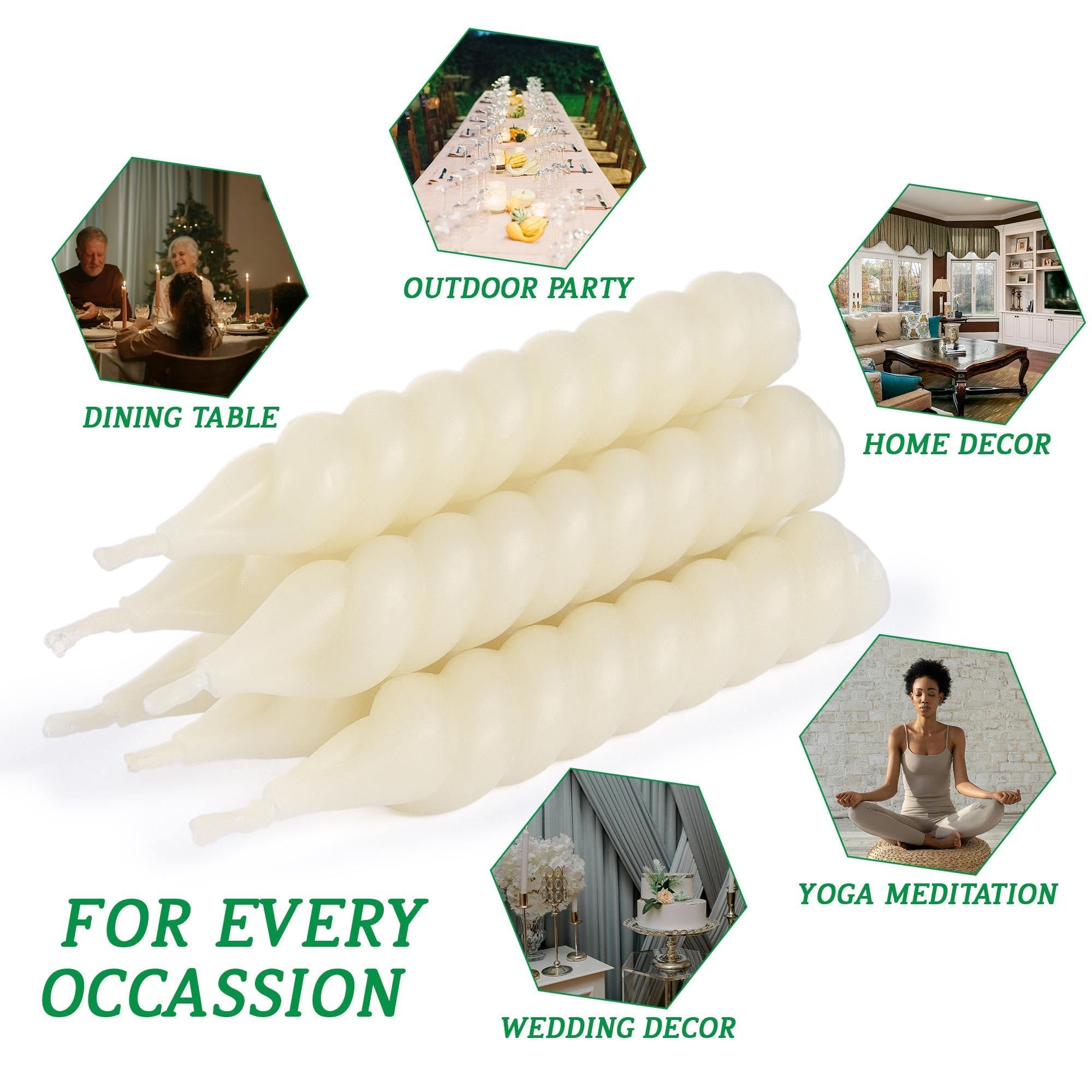 EncAnLight ivory taper candles enhancing dining table ambiance