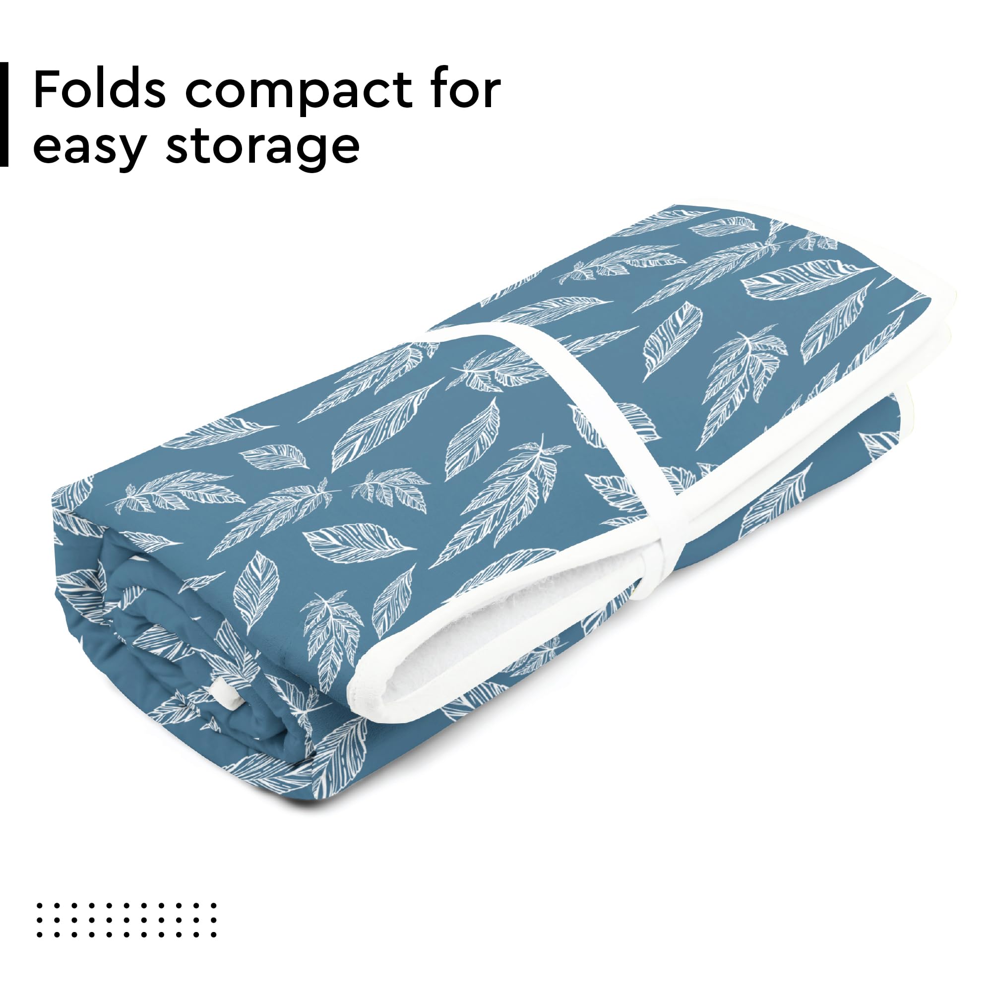 Encasa XO ironing mat fabric resists scorch and maintains color with frequent washing.