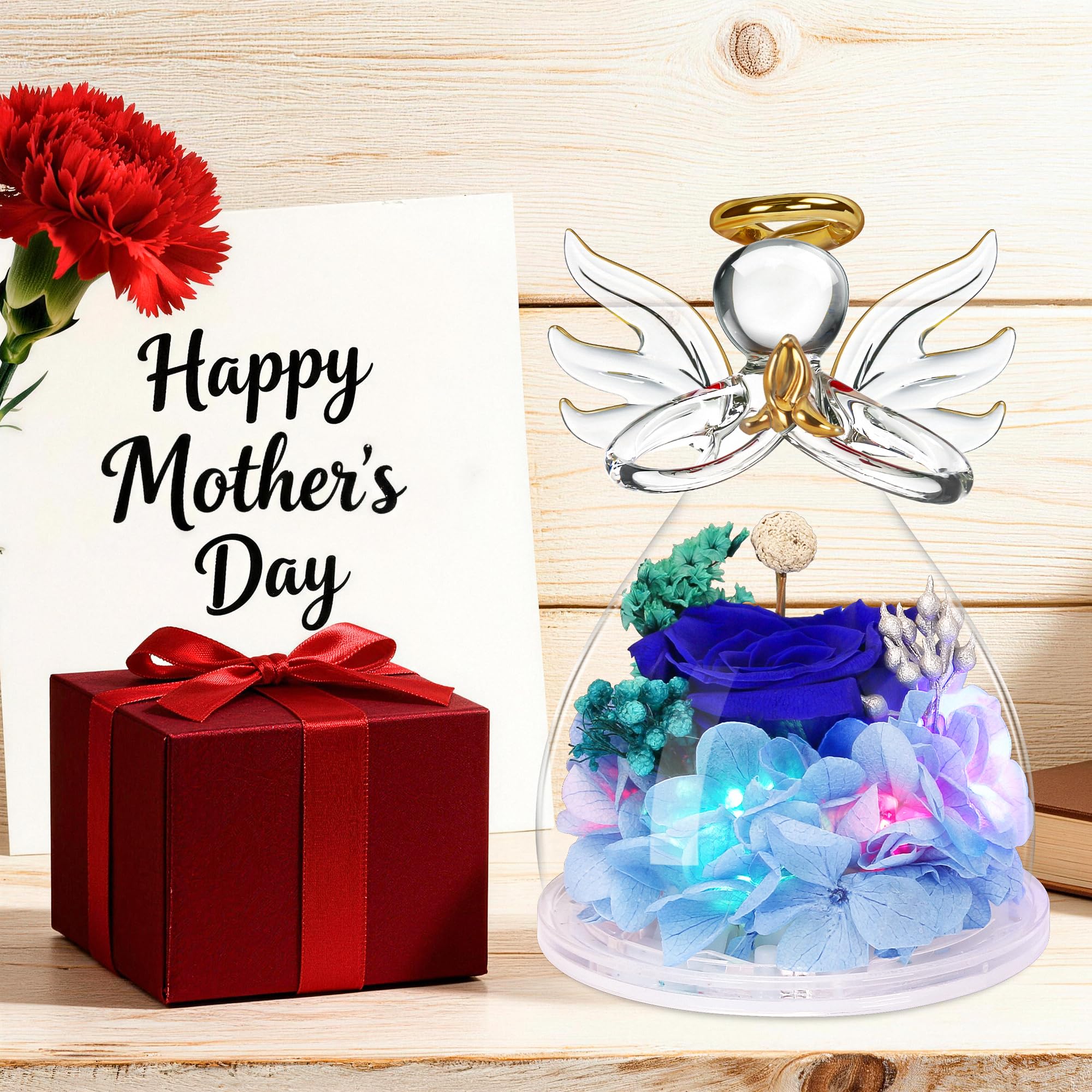 Encavy preserved rose in angel with gift box, perfect for Mother's Day.
