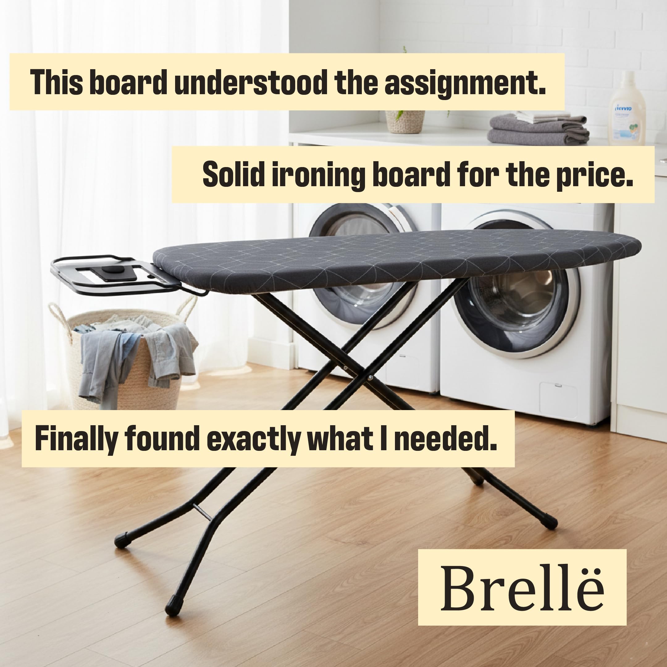 Energi Core ironing board folds compactly for closet storage