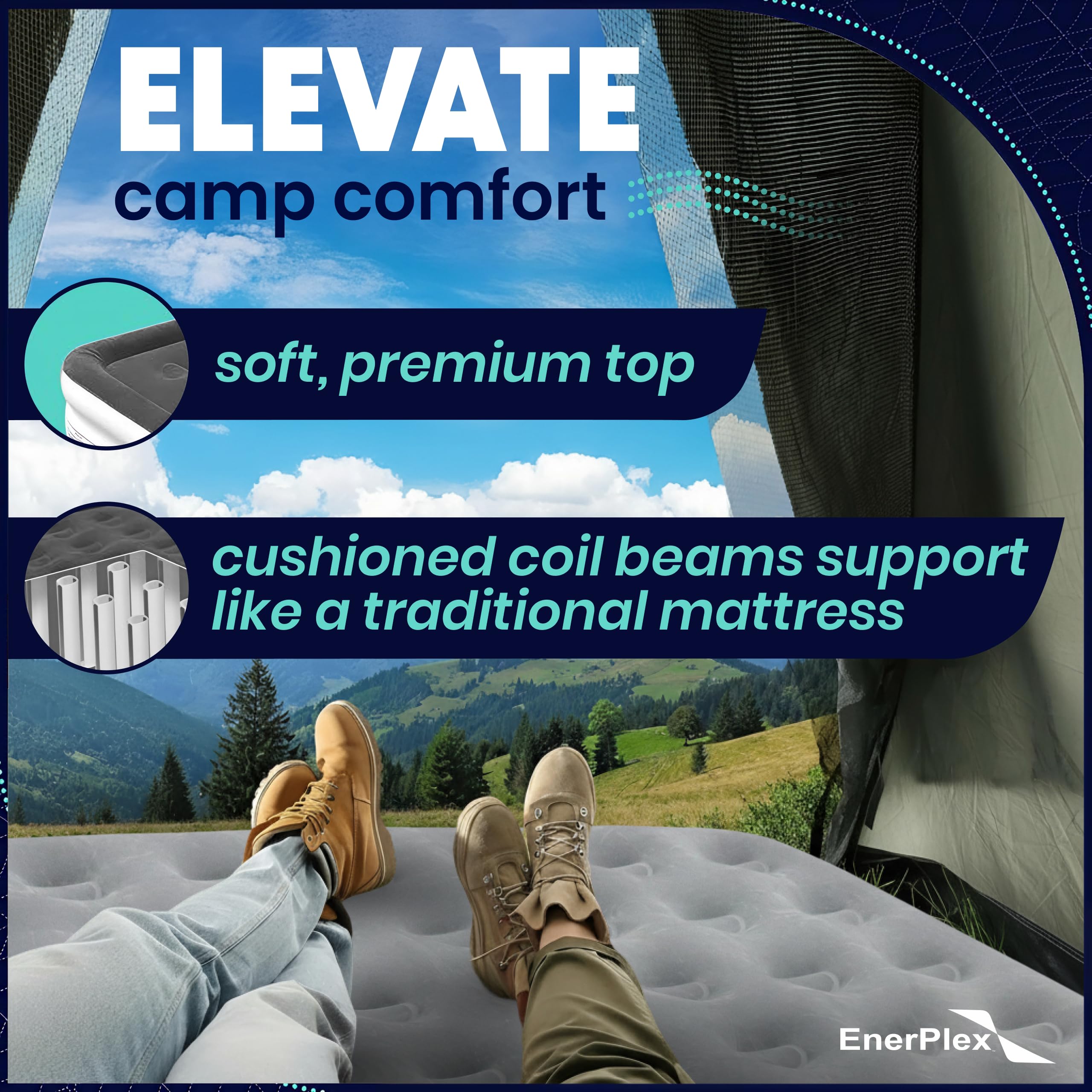 EnerPlex air mattress suitable for adults and kids on trips