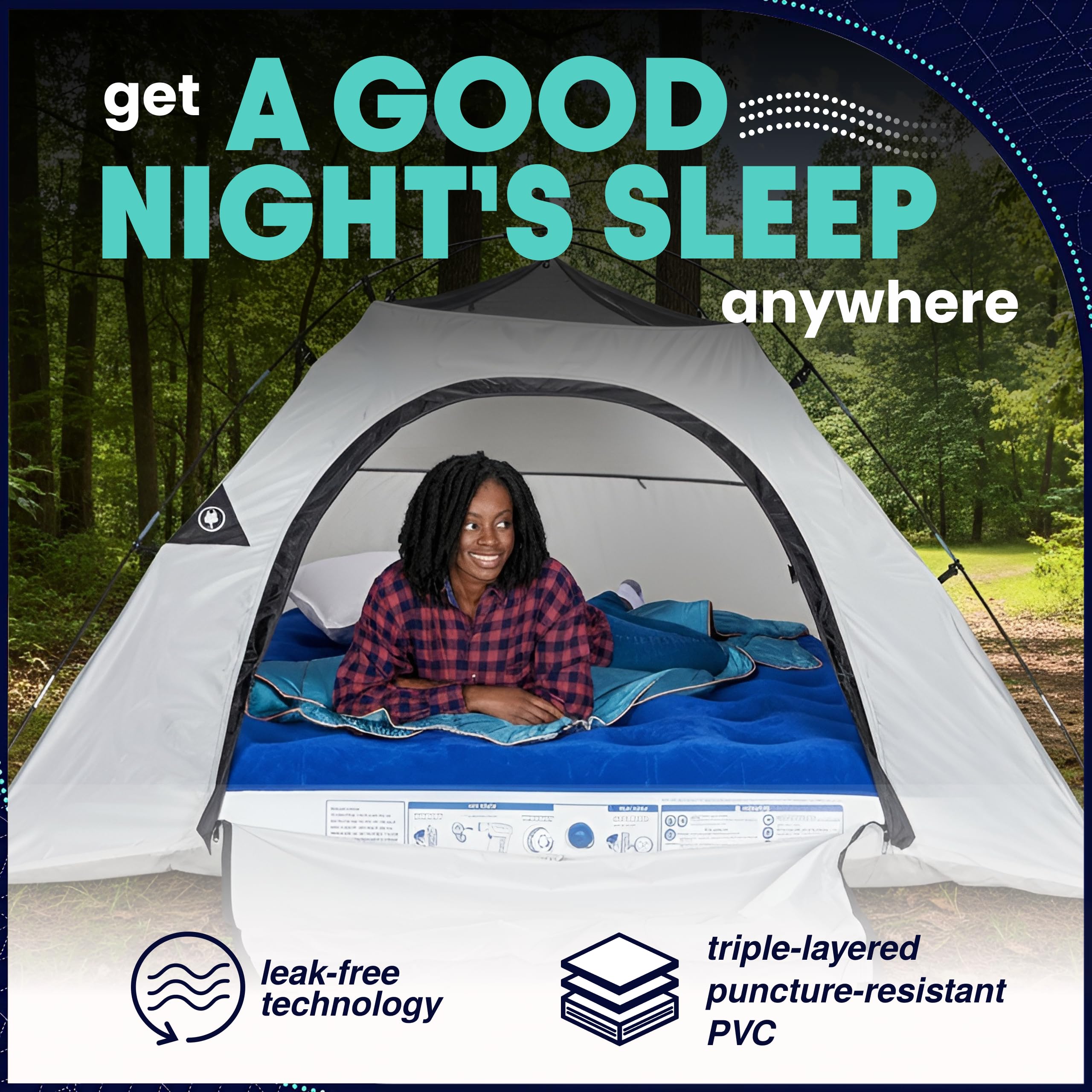 EnerPlex camping mattress with puncture-resistant PVC material