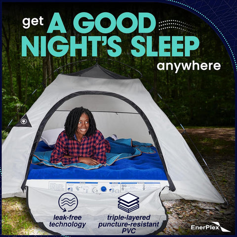 EnerPlex durable PVC with welded seams maintains shape on rough camping grounds.