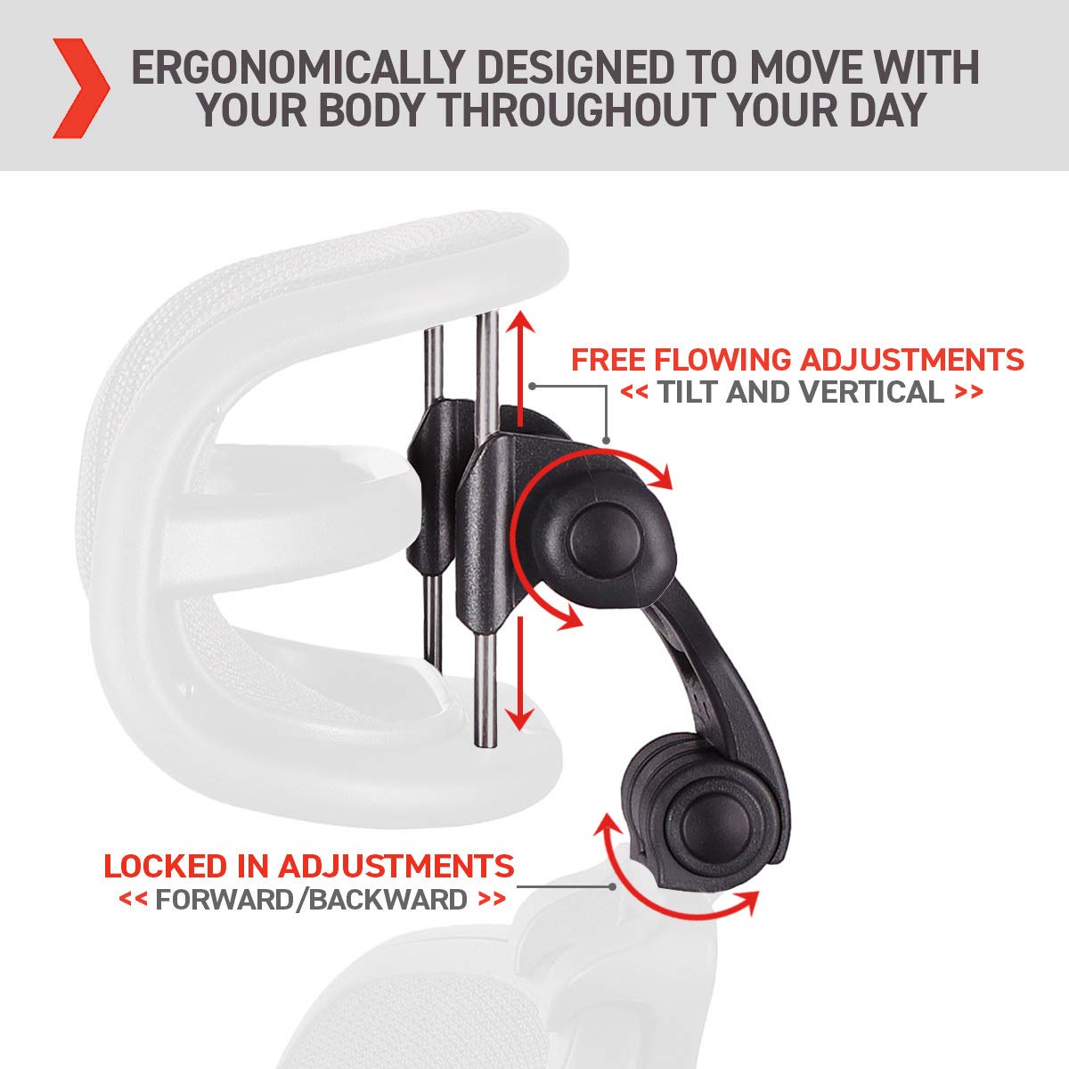 Engineered Now ergonomic headrest design supports neck and head.