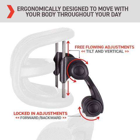 Engineered Now ergonomic headrest design supports neck and head.