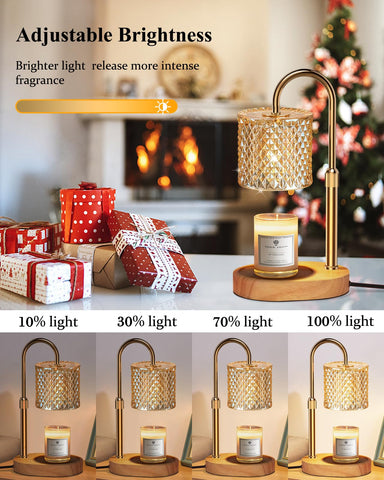 Engpure candle warmer lamp shows timer feature set to two hours for automatic shutoff.