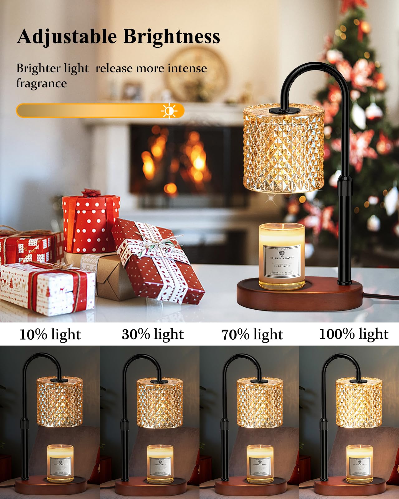 Engpure candle warmer lamp on wood base with non-slip pads for stability