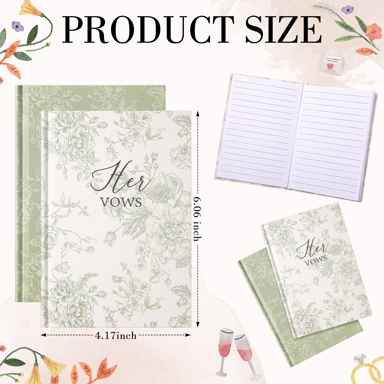 Engrowtic vow book pair back cover, elegant wedding decor