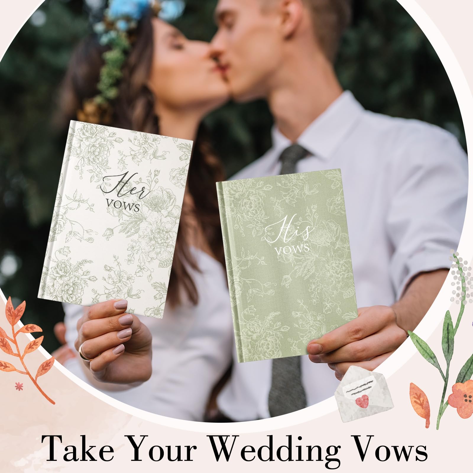Engrowtic two-vow-book set shown in clutch for on-the-day moments