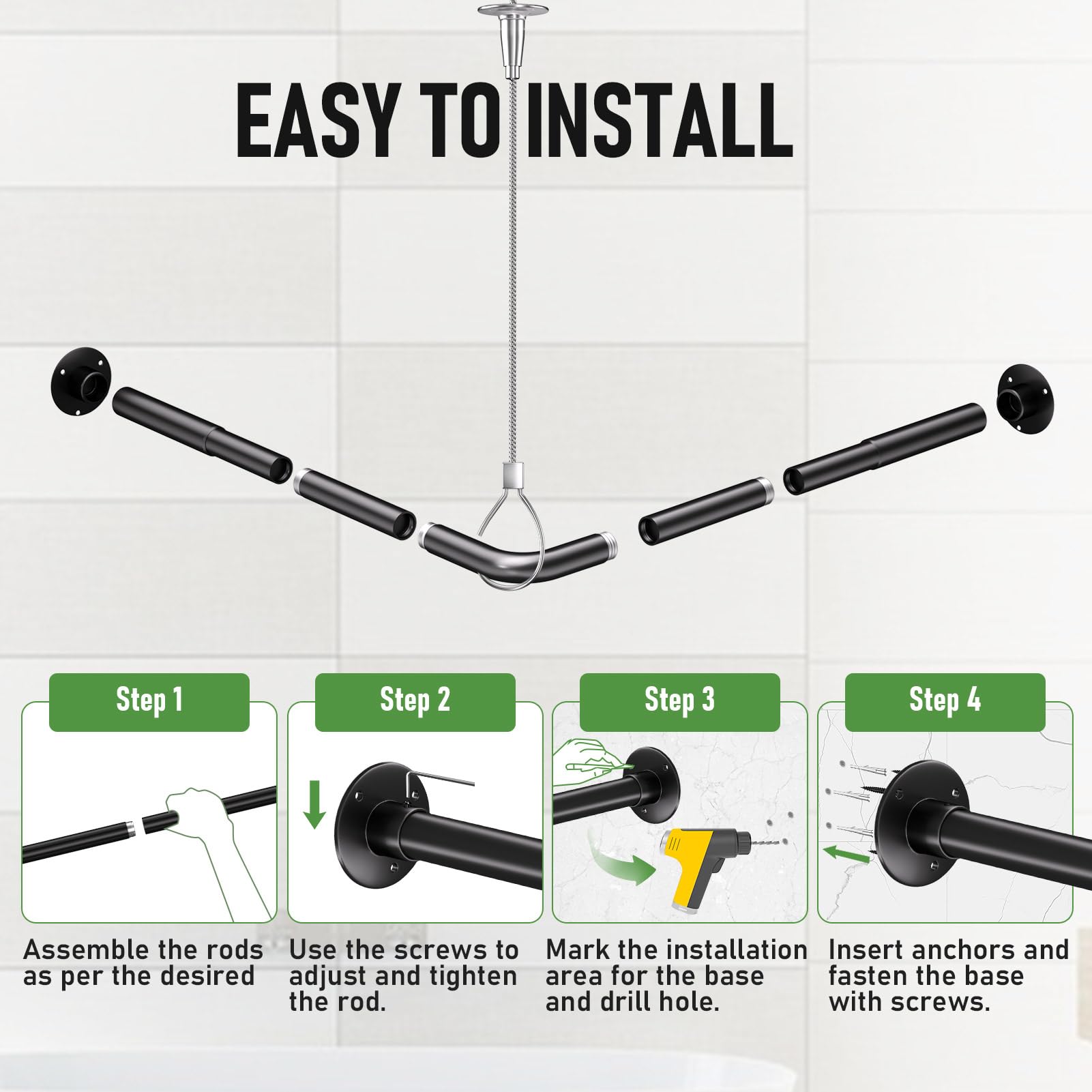 Enicvegw l shaped rod ceiling support install emphasizes quick, secure mounting