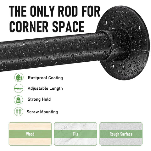 Enicvegw l shaped rod corner fit fits 90 degree corners for bathtubs and enclosures