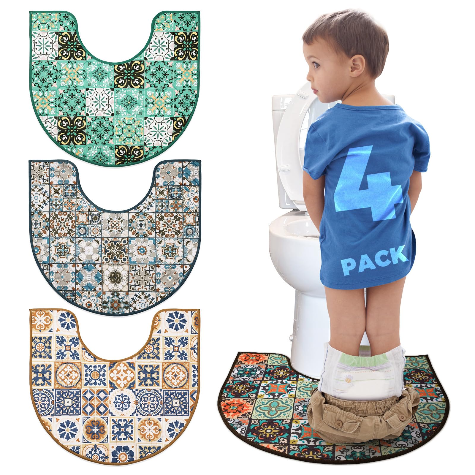 Enifine U-shape toilet training mat protects floors around the toilet base during potty training.