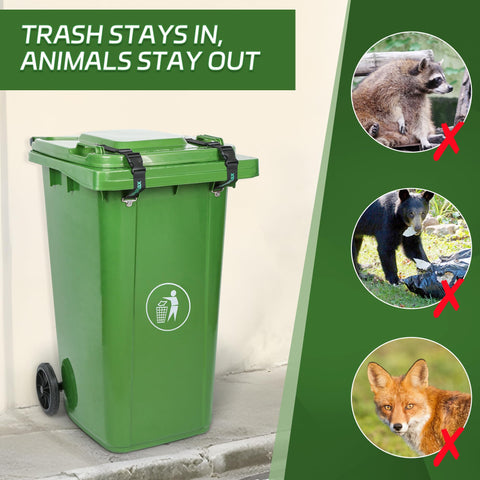 EnigaRlax locks on a bin lid deterring wildlife access