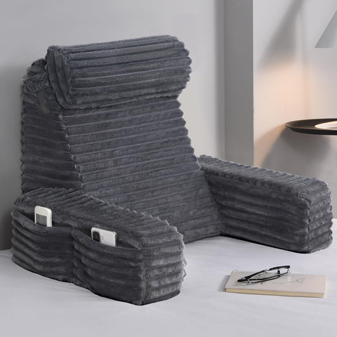 ENITYA 19-inch back pillow for bed sitting with ergonomic support for comfortable lounging.