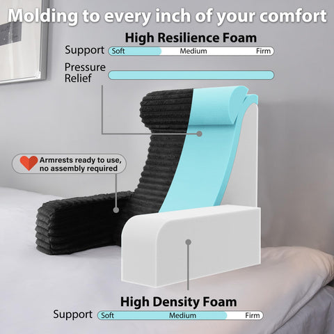 ENITYA 22XL backrest pillow with storage pockets keeps remotes within easy reach