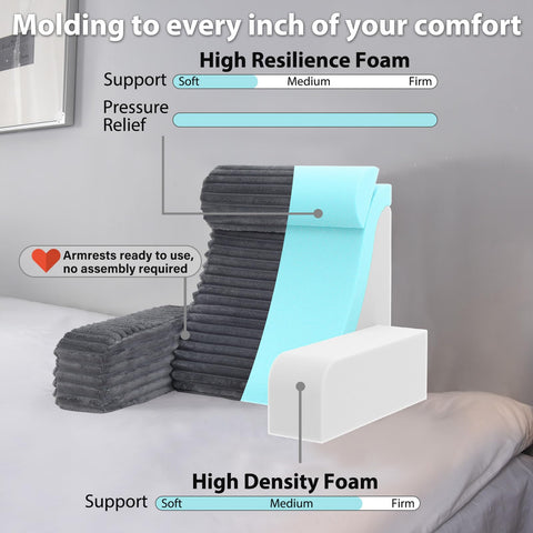 ENITYA back pillow with built-in armrests offering hands-free lounging and arm support.