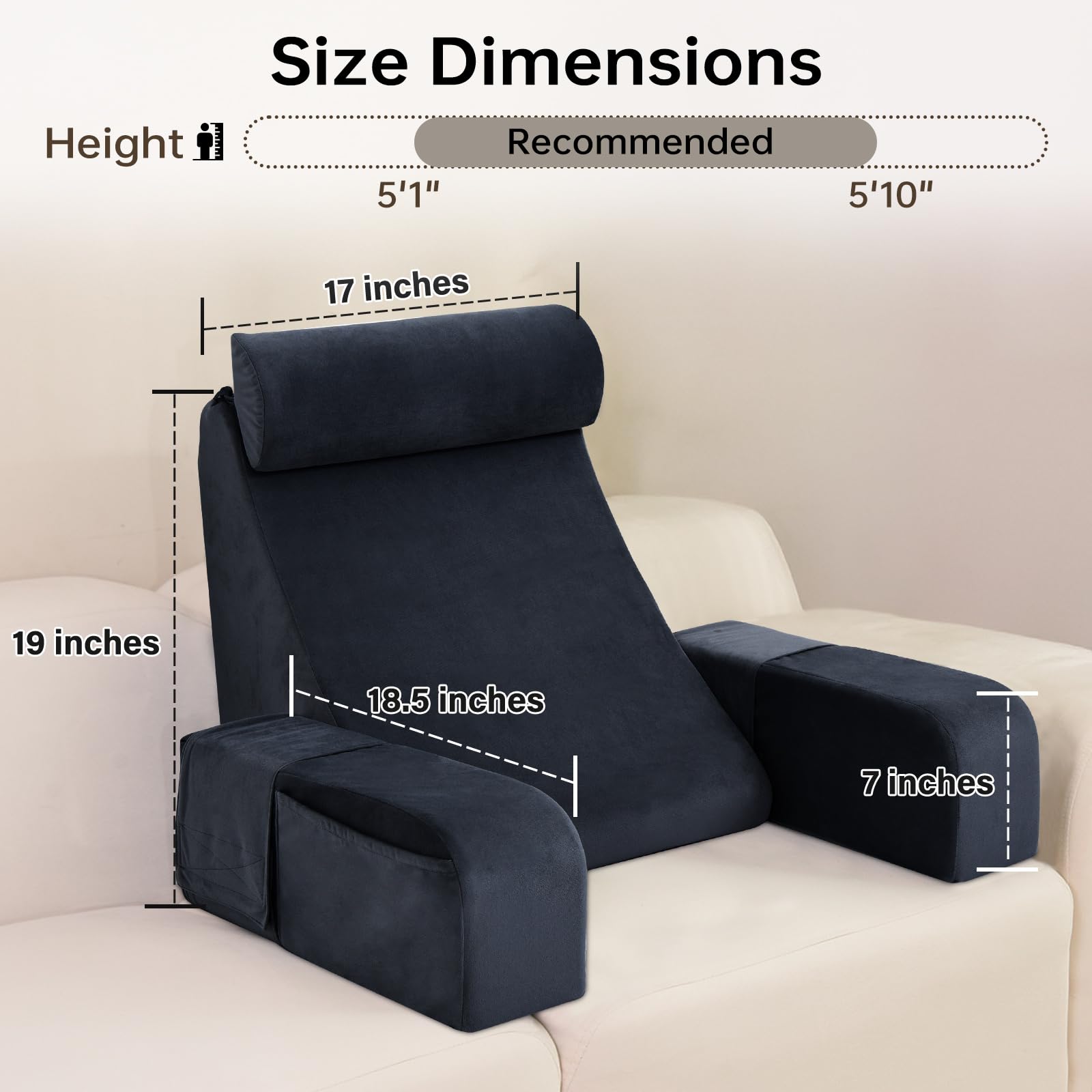 ENITYA back pillow with high-density foam core for lasting support