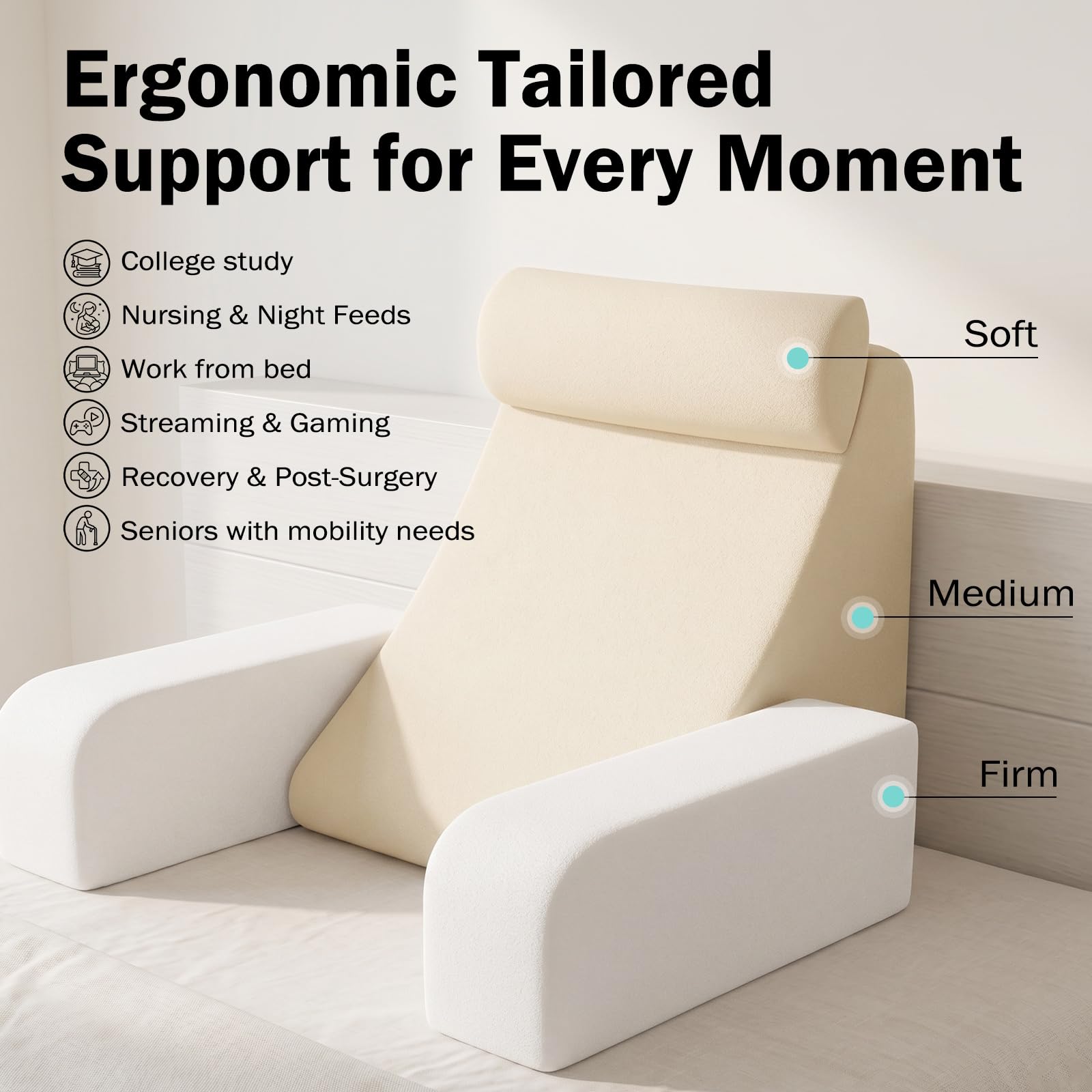 ENITYA back pillow removable cover for easy machine wash
