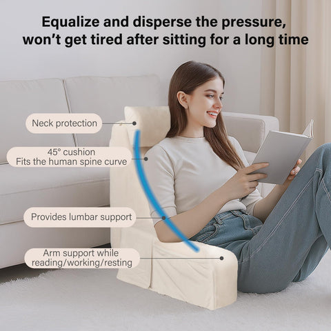ENITYA bed-reading pillow with side pockets for remote and essentials