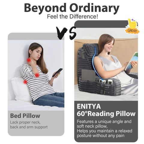 ENITYA 60-degree ergonomic design provides neck and back alignment while watching TV.